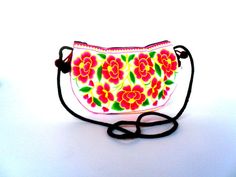 "This beautiful White Pink color Flower Butterfly Ethnic Embroidered Artist Cross body Shoulder Pom Pom Bag comes with a top zipper closure and Internal zipper pocket inside the bag with fully black cotton lined interior This bag has string strap in length approx 46\" long This bag can be a good idea for as a gift or can be use for your personal use this bag suitable for everyone. Measurements Size (Approx): Length 11\" Height 7\" Shoulder string Strap 46\" Color: yellow White Pink embroidered T Traditional Pink Shoulder Bag For Daily Use, Traditional White Shoulder Bag For Daily Use, Traditional White Shoulder Bag For Travel, Traditional White Pouch Shoulder Bag, Traditional Multicolor Shoulder Bag With Floral Embroidery, Traditional White Bags With Floral Embroidery, Bohemian Bag, Women Embroidery, Ethnic Bag