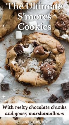 the ultimate s'mores cookies with melty chocolate chunks and gooey marshmallows