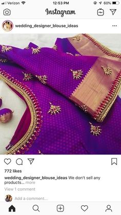 Bridal Saree Blouse, Simple Outfit Ideas, Indian Blouses, Simple Work, Blouse Embroidery