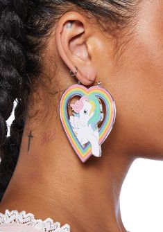 cuz you always shine so bright! These heart shaped door knocker earrings have rainbow trim with super cute My Little Pony designs. Fun Rainbow Jewelry For Pierced Ears, Cute Rainbow Jewelry For Pierced Ears, Playful Heart-shaped Earrings, Trendy Multicolor Heart Earrings For Pierced Ears, Whimsical Multicolor Heart Earrings, Door Knocker Earrings, Always Shine, Novelty Bags, Door Knocker