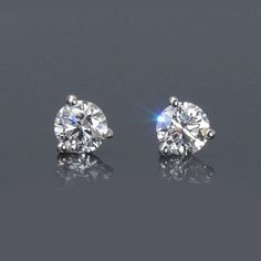 14K White Gold Round Diamond Ear Studs - 1.41 Carat Total Weight F/VS1 & E/VS1 GIA Certified Luxury Gia Certified White Diamond Earrings, Diamond Ear Studs, Martini Set, Diamond Birthstone, White Gold Jewelry, Round Cut Diamond, Ear Studs, Estate Jewelry, Modern Luxury