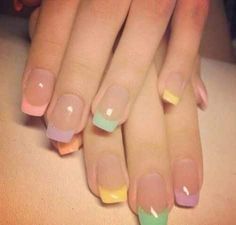 Colored French Nails, Manicure Natural, Manicure Colors, Cute Nail Art Designs, Manicure Tips, Super Nails