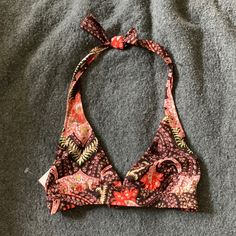 J Crew Swim Bikini Top Sz M Brown And Orange Paisley Print Coordinating Bottom In Separate Listing Brand New With Tags Orange Triangle Halter Top For Beachwear, Orange Beachwear Halter Top For Poolside, Orange Halter Top For Poolside Beachwear, Orange Halter Top For Poolside, Orange Beachwear Halter Top, Orange Beachwear Halter Top For Beach Season, Orange Halter Top For Beach Season, Orange Halter Neck Top For Beach, Orange Triangle Top Swimwear, Bra Friendly