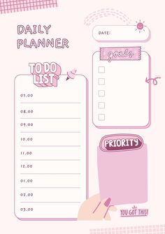 the daily planner is shown in pink and has an image of a woman's hand holding