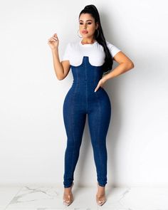 DETAILS The Sade Corset Denim Jumpsuit White T-Shirt Jean Corset Back Zipper Closure Excellent Stretch Material:  80% Cotton  17% Polyester 3% Spandex SIZE (IN) BUST WAIST HIP LENGTH S 33.07 26.77 35.43 57.87 M 34.65 28.35 37.01 58.27 L 36.22 29.92 38.58 58.66 XL 37.80 31.50 40.16 59.06 2XL 39.37 33.07 41.73 59.45 Stretch Dark Wash Jumpsuits And Rompers, Dark Wash Stretch Jumpsuits And Rompers, Stretch Denim Blue Jumpsuit Overall, Fitted High Waist Denim Blue Overalls, Casual Stretch Jumpsuits And Rompers In Dark Wash, Casual Stretch Dark Wash Jumpsuits And Rompers, Casual Stretch Denim Blue Overalls, Casual Dark Wash Stretch Jumpsuits And Rompers, Stretch Denim Overall Jumpsuit