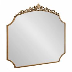 an ornate gold framed mirror on a white background with clipping for text or image