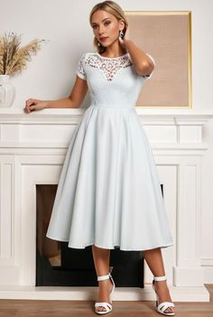 romantic v neck lace bodice wedding guest dress with pockets 112172 A Line Cocktail Dress, Graduation Outfits, Summer Concert, Graduation Outfit, Guest Dress, Lace Bodice, Neck Lace, Knee Length Skirt, Prom Party Dresses