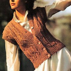 "Cable Panel Sleeveless Cardigan Waistcoat Vest V Neck Womens 30\" - 38\" Chunky Bulky 12 Ply Knitting Pattern PDF Instant download" Knitting Patterns For Women, Cardigan Vest Sleeveless, Womens Waistcoat, Irish Crochet Patterns, Knit Vest Pattern, Vintage Crochet Patterns, Aran Sweater, Vintage Knitting Patterns, Sleeveless Cardigan