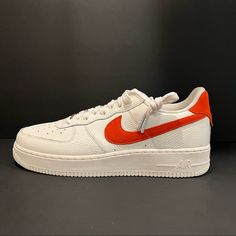 Brand New In Box Men Size 11/ Eur 45/ 29cm Men Size 11.5/ Eur 45.5/ 29.5cm Men Size 13/ Eur 47.5/ 31cm White Low-top Custom Sneakers With Air Max Cushioning, Nike Custom White Sneakers With Branded Insole, Modern White Nike Air Force 1 With Round Toe, Nike Custom Sneakers With Cushioned Footbed And White Sole, Modern White Custom Sneakers With Cushioned Footbed, White Leather Nike Air Force 1 For Streetwear, Nike White Custom Sneakers With Cushioned Footbed, Modern White Nike Air Force 1 In Leather, Modern White Nike Custom Sneakers