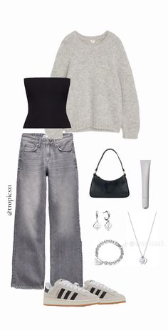 Grey Jeans Outfit, Outfit Campus, Campus Outfit, Water Movement, Looks Pinterest, Mode Zara, Outfit Jeans, Stockholm Fashion