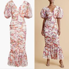 Ruching Lends Lots Of Texture To This Floral Dress Crafted Of Breezy Chiffon And Designed With Soft Details Like Puff Sleeves And A Flounced Hem. Ruched Puff Sleeve Chiffon Dresses, Dress Crafts, Chiffon Dress, Puff Sleeves, Floral Dress, Puff Sleeve, Pink White, Chiffon, Maxi Dress