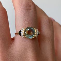 Half Moons, Sapphire Engagement Ring, Black Diamonds, Fire And Ice, Sapphire Engagement, Pure Gold, Engagement Rings Sapphire, Brilliant Cut Diamond, The Fire