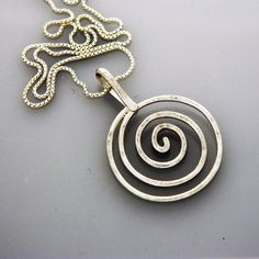 Nickel-free Sterling Silver Swirl Necklace, Hand Forged Silver Swirl Jewelry, Sterling Silver Swirl Necklaces, Hand Forged Silver Spiral Necklace, Unique Spiral Sterling Silver Necklace, Unique Silver Spiral Necklace, Sterling Silver Swirl Jewelry, Silver Swirl Necklace For Gifting, Sterling Silver Swirl Jewelry In Silver