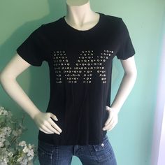 This T Shirt Is Color Black With Gold Lettering, Two Small Slits On The Sides, Very Comfy Type Of Fabric So Soft, Very Cute Top, In Excellent Condition With No Flaws Never Been Used. Offers Are Welcome Casual Cotton T-shirt For Night Out, Michael Kors Cotton Crew Neck T-shirt, Cotton Short Sleeve T-shirt For Night Out, Michael Kors Cotton Top With Graphic Print, Michael Kors Cotton Short Sleeve Tops, Michael Kors Cotton Crew Neck Top, Michael Kors Casual Short Sleeve T-shirt, Casual Michael Kors Short Sleeve T-shirt, Casual Short Sleeve Tops By Michael Kors