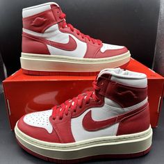 Nike Air Jordan 1 Elevate High Summit White Red Dn3253 116 Women Size 9.5. Brand New Condition. Never Worn. Box With No Lid 100% Authentic Women Size 9.5 Model #: Dn3253-116 Contact Us With Any Questions You May Have. We Offer Bundle Discount, Shipping Savings. Check Out Our Store! We Have Cool Clothing From Brands Nike, Jordan, Under Armour, Etc. We Also Have For Sale New Or Used Video Games. Make Sure To Follow Us For Regular Footwear & Clothing. Nike High-top Platform Sneakers With Cushioned Footbed, Red Platform Sneakers With Red Sole, Red Lace-up Platform Sneakers In Synthetic Material, Red Lace-up Platform Sneakers For Sports, Red High-top Platform Sneakers With Rubber Sole, Red High-top Platform Sneakers, Red Synthetic Platform Sneakers With Round Toe, Red Synthetic Round Toe Platform Sneakers, Nike Platform Sneakers With Boost Midsole