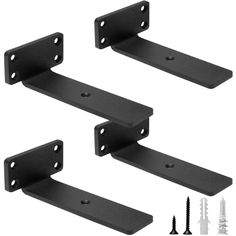 three black brackets with screws on each side