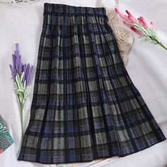 Solid Retro Plaid Pleated Elastic Waist Skirts – Tomscloth Casual Skirt With Elastic Waistband For School, Cottagecore Aesthetic Clothes, Grunge Summer Outfits, Summer Outfits Y2k, Cottagecore Outfits, Plaid Pleated Skirt, Baby Tees Y2k, Outfits Y2k, Skirt Y2k