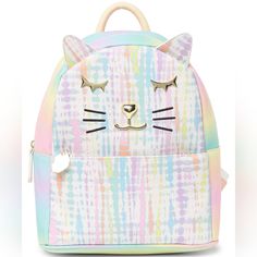 Brand New Backpack From Betsey Johnson. Pretty Prints And Kitschy Cute Kitten Face, This Playful Carry All Is A Must-Have. - Single Top Handle - Dual, Adjustable Shoulder Straps - Zip Around Closure - Exterior Features Front Zip Pocket, Contrast Prints, Cat Face Appliques - Printed Lining With Slip Pocket - Approx.11” H X 9” W X 5” D - Approx. 4” Handle Drop - Imported Polyester Exterior And Lining Brand New, Prices Firm! I Have All My Prices Set Low, So You Get The Best Value. Bundle A Few Item Multicolor School Bag For Spring, Kawaii Multicolor Bag With Adjustable Strap, Playful Multicolor Backpack With Zipper Closure, Playful Multicolor Backpack With Adjustable Strap, Pink Student Bag For Spring, Pink Bags For Spring, Spring Pink Bags For Students, Spring Pink Student Bags, Playful Multicolor Standard Backpack