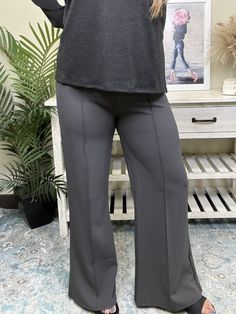 The Toast To Today Pants by Zenana will have you celebrating the day! These crepe knit pants feature a high waist, hidden zipper with hook closure on the back, a seem detail down the front of the legs, plenty of stretch, and a wide leg. The perfect dress pant for work or that special occasion! Fabric: 95% Polyester, 5% Spandex Measurements: Rise (Size M): 12.5" Rise (Size 2XL): 14" Inseam (Size M): 31" Inseam (Size 2XL): 30" True To Size S 0-6 M 6-10 L 10-14 XL/1XL 14-18 2XL 18-20 3XL 20-24 Short Dark Brown Hair, Denim Jacket Short, Denim Joggers, Graphic Tops, Boot Cut Denim, Tall Girl, Dark Brown Hair, Cardigan Tops, Knit Pants