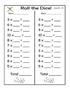 a printable worksheet with the words roll the dice and four x's