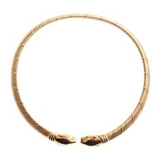 A Cartier Panthère collar necklace in tri-colored 18 karat gold. This beautiful vintage 1990’s structured necklace is formed as an open collar featuring alternating yellow, white and rose gold strands over an 18 karat yellow gold core with a pair of sculpted yellow gold panther head motifs meeting at the centre The collar is a ‘half flexible’ design which makes it easy to put on and take off; however once it is in position on the neck of the wearer it is very secure. Signed under each panther he Luxury Cartier Necklace With Polished Finish, Classic Cartier Luxury Necklace, Luxury Timeless Cartier Necklaces, Luxury Gold Sets With Mandarin Collar, Ciner Jewelry, Cartier Vintage, Panther Head, Gold Collar Necklace, Day Collar