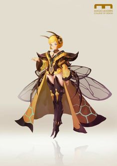 a woman dressed as a bee with wings