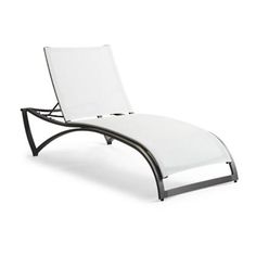 a white chaise lounge chair with black frame