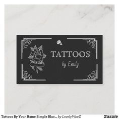 a black and white business card with the words tattoos by emly on it's front