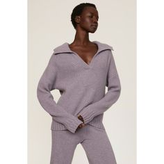 Purple knit (70% Wool, 30% Cashmere). Top. Long sleeves. V-neck. Pull on. 22" from shoulder to hemline. Imported. Purple Knit, Rent The Runway, Polo Sweater, Closet Designs, Favorite Jeans, Cashmere, Long Sleeves, V Neck, Wool