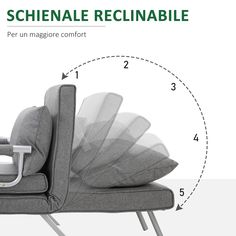 the scheinale reclining bed is shown with measurements