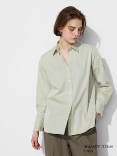 Cotton Shirt | UNIQLO US Uniqlo Store, Uniqlo Shirt, Helmut Lang, Uniqlo, Hip Length, Cotton Fiber, Cotton Shirt, Shirt Blouses, Colorful Shirts