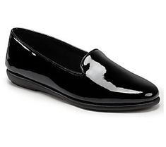 Perfectly polished: high-shine patent  leather illuminates the Betunia, a slip-on flat that moves from work to weekends with ease. From Aerosoles. Casual Flats, Patent Leather, Fashion Shoes, Loafers, Slip On, Heels, Leather