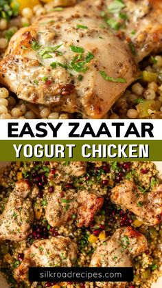 easy zaatar with meat, vegetables and rice in a white bowl on the side