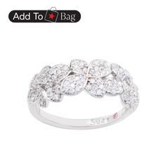 in stock Flower Band, Branded Gifts, Band Ring, Rhodium Plated, Flower Designs, Silver Color, Band Rings, Cubic Zirconia, Jewelry Watches