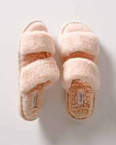 Slide into snuggly softness in these cozy plush slippers. The double strap slide design makes them easy to slip on for around-the-house comfort and style. Details Plush slippers with rubber sole. Sizes: Small (6/7), Medium (7/8), Large (8/9), X-Large (9/10) 100% polyester. Spot clean. Imported. Slip-on Slide Mules With Textured Footbed, Slip-on Synthetic Slide Slippers, Suede Slip-on Slides With Textured Footbed, Slip-on Suede Slippers With Textured Footbed, Summer Slide Slippers With Non-slip Details, Slide Slippers, Money Cards, Swim Skirt, One Piece Suit