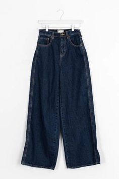 wide leg jeans Tucked In Shirt, Jean Material, Low Low, Dark Blue Jeans, Jeans Material, Low Iron, Fit Style, Mens Denim Short, Blue Jean