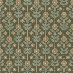 a green and brown floral pattern