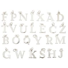 Buy the Alpha Capitals Charm Set by Bead Landing™ at Michaels. This rhodium-colored capital letter charm set is perfect for making personalized necklaces or bracelets using the first letter of your name or initials. This rhodium-colored capital letter charm set is perfect for making personalized necklaces or bracelets using the first letter of your name or initials. Display alone or combine with other eye-catching beads to complete your one-of-a-kind design. Details: Rhodium-colored 10mm x 12mm Personalized Silver Charm Necklace With Letter Beads, Classic Personalized Silver Charms, Silver Jewelry With Letter Beads, Silver Initial Pendant Charms For Everyday, Classic Silver Charms For Everyday, Silver Initials Charms For Everyday, Everyday Silver Charms With Initials, Silver Nickel-free Initial Pendant Charms, Personalized Silver Jewelry With Letter Beads