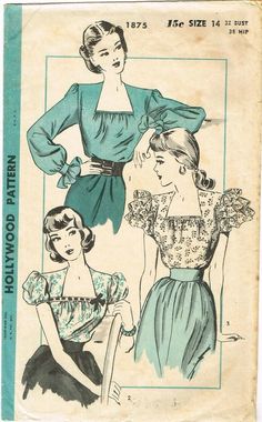 an old fashion sewing pattern for women's blouses