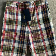 Ralph Lauren Multicolored Button Boy Shorts Size 10. New With Tag Ralph Lauren Summer Pants, Casual Ralph Lauren Summer Pants, Casual Multicolor Bottoms With Button Closure, Casual Plaid Bottoms With Button Closure, Ralph Lauren Casual Shorts With Pockets, Casual Ralph Lauren Shorts With Pockets, Ralph Lauren Cotton Shorts, Casual Ralph Lauren Short-length Bottoms, Short Cotton Pants With Button Closure