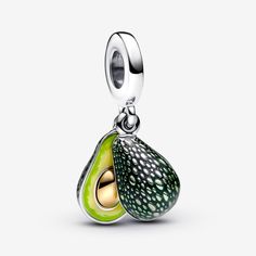 Two halves make a whole, just like our hand-painted avocado charm with realistic details. Three different shades of green enamel create depth and texture and a 14k gold-plated seed fits perfectly into the hollow other half. Add it to your collection as a symbol of the one who completes you or simply to express your love for avocados. - Pandora Avocado Double Dangle Charm - Enamel / Sterling silver and 14k Gold-plated unique metal blend / Green Green Pendant Charms For Gifts, Green Teardrop Enamel Jewelry, Green Enamel Charm Jewelry, Green Enamel Jewelry With Charms, Green Enamel Jewelry With Black Enamel, Green Jewelry With Black Enamel As A Gift, Green Jewelry With Black Enamel For Gift, Green Enamel Jewelry With Polished Finish, Pandora Essence