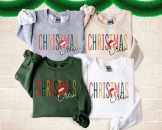 💗This Christmas Crew Sweatshirt or Hoodie is the perfect gift for everyone! Your orders made with the highest quality materials and are super soft, comfy and cozy!! 💗 🟢HOW TO ORDER 🟢 1. Check and Review ALL Photos 📷 2. Select Your Sweatshirt/Hoodie Size and T-Shirt Color from drop down menus ✨ 3.Select Your Design Print Color from images and mention in personalization section 🎨 4. Add to cart & place order 🛒 We're constantly striving to provide excellent service. We'd love to get your fee Christmas Sweatshirt Family Cricut, Christmas Sweatshirt Family Photo, Family Christmas Sweatshirt Ideas, Christmas Crew Family Shirts, Christmas Sweatshirts Vinyl, Christmas Sweatshirt Ideas, Family Christmas Pictures, Custom Christmas Gifts, Christmas Crewneck