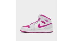 Nike Girl's Big Kids Iris Whisper, White & Fire Pink Air Jordan Retro Mid Casual Shoes (Size 6) (1) | Finish Line Pink Air Jordan, Air Jordan Retro 1, Jordan Retro 1, Retro 1, Whisper White, Nikes Girl, Air Jordan Retro, Air Jordans Retro, Jd Sports