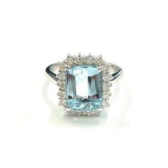 * Ring in 18kt white gold with faceted aquamarine and brilliant cut diamonds * Unique piece of design designed and handmade entirely in Italy by Raimondo Paradisi * Ring size: adjustable by the manufacturer on request * Aquamarine carats: ct 3,30 * Diamonds carats: ct 0,51 * Gold weight: gr 5,40 * The ring is stamped with the mark 750 gold and with the goldsmith identification stamp 120 PG or 222 PG assigned to Raimondo Paradisi by the Chamber of Commerce, Industry, Agriculture and Artisanship of Perugia, Umbria, Italy * The item is shipped in an elegant gift box with a certificate of guarantee * Ready for shipment For further information, do not hesitate to contact me Blue Topaz Ring With Diamond Accents In Platinum, Platinum Blue Topaz Ring With Diamond Accents, Formal Light Blue Diamond Ring, Luxury White Gold Ring With Aquamarine, Luxury White Gold Aquamarine Ring, Aquamarine Brilliant Cut Diamond Ring For Formal Occasions, Formal Aquamarine Diamond Ring With Brilliant Cut, Formal Light Blue Aquamarine Diamond Ring, Luxury Light Blue Ring With Brilliant Cut