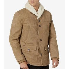 Elevate Your Travel Wardrobe With This Stylish D73 Usa Men&Apos;S Lincoln Canvas Sherpa Lined Deck Jacket. Made With High-Quality Cotton, This Basic Jacket Features A Solid Pattern, Button Closure, And A Comfortable Collared Design For A Timeless Look. The Beige Color And Usa Theme Make It A Perfect Addition To Any Patriotic Outfit. The Jacket Is Lined With Soft Polyester And Accented With The D73 Usa Logo For An Added Touch Of Style. Perfect For Any Outdoor Occasion, The Jacket Is Available In Rugged Winter Utility Jacket With Flap Pockets, Winter Sport Coat With Corduroy Collar, Rugged Fall Outerwear With Fleece Lining, Rugged Winter Outerwear With Fleece Lining, Casual Winter Sport Coat With Corduroy Collar, Casual Sport Coat With Corduroy Collar For Winter, Rugged Long Sleeve Winter Outerwear, Rugged Long Sleeve Utility Jacket For Winter, Rugged Cotton Sport Coat For Winter