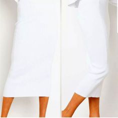 Nib, Only Tried On. Pencil Skirt In A Longer Midi Length (Hits Approx. Mid-Calf). Bright White And Ribbed, In A Stretchy Cotton-Poly Blend. Just A Touch Sheer, Standard For The Color. White Or Nude Undergarments Won't Really Show Through. Flat Measurements: Hip: 31"-34" Waist: 22"-26" Length: 29" White Stretch Ribbed Skirt, White Ribbed Stretch Skirt, Elegant Ribbed Bottoms For Summer, Elegant Ribbed Summer Bottoms, Elegant White Ribbed Bottoms, Spring Ribbed Pencil Skirt, White Stretch Pencil Skirt, Casual White Stretch Pencil Skirt, White Ribbed Bottoms For Spring