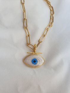 Handmade Turkish Traditional Evil Eye Necklace Made with love in İstanbul.. Delivery time : 7-14 days.. Elegant Gold Evil Eye Necklaces, Elegant Gold Evil Eye Necklace, White Gold Plated Necklaces For Mother's Day, White Gold-plated Necklaces For Mother's Day, Spiritual White Necklace As Gift For Her, Yellow Gold Link Jewelry For Gifts, Yellow Gold Link Jewelry Gift, Fine Jewelry White Charm Necklaces For Gifts, Fine Jewelry Chain Necklace With Charms As Gift