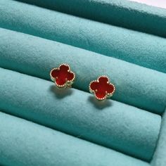 18k Yellow Gold Red Clover Stud Earrings 6mm Flower New Lightweight Cute Unbranded Jewelry Lightweight Approx 1.0g Red Clover Flower Stud Earrings Unbranded Jewelry Or For 2nd Piercing, Or For Kids And Adult Formal Red Flower Earrings For Pierced Ears, Luxury Yellow Gold Flower Earrings As Gift, Luxury Yellow Gold Flower Earrings For Gift, Designer Red Earrings For Gifts, Luxury Rose Gold Flower Earrings For Gift, Designer Red Earrings For Formal Occasions, Luxury Red Flower Shaped Jewelry, Luxury Red Flower-shaped Jewelry, Formal Red Flower-shaped Earrings