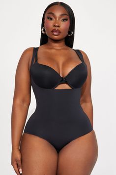 Available In Black And Nude. Medium Support - Mid level compression & support Shapewear Bodysuit Open Cup, Wear Your Own Bra! Light Smoothing Compression Snap Bottom Closure Stretch Moderate Back Coverage Final Sale 80% Polyamide 20% Spandex Imported | Feeling Good Smoothing Shapewear Bodysuit in Black size Small by Fashion Nova Black Stretch Smoothing Bodysuit, Black High Stretch Smoothing Bodysuit, Black Shapewear Swimwear, Black Underwire Swimwear With Medium Bust Support, Black Shapewear Swimwear With Lined Body, Black Lined Swimwear, One-piece Shapewear Bodysuit, Elastane Shapewear One-piece Bodysuit, Elastane Shapewear Bodysuit