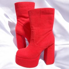 Size 9.New With Box I Have Available A Red Pair Of Teletubbies By Koi Platform Boots That Have A Velour Fuzzy Construction, Platform Soles, Block Heels, And Side Zipper Closures. ****All Photos Are Taken By And Property Of Trimzz. Please Ask Any Questions Before Purchase All Sales Final. Thank You Trimzz Red Casual Platform Boots For Winter, Casual Red Platform Boots For Winter, Casual Red Platform Boots For Fall, Red Casual Boots With Block Heel, Trendy Red Platform Boots With Round Toe, Red High-top Platform Boots For Party, Red Platform Boots With Block Heel, Red Knee-high Platform Boots For Party, Red Ankle-high Platform Boots For Parties